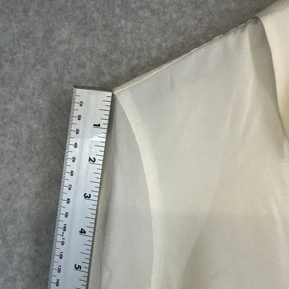 DKNY Foundation Shirt Womens Small Ivory 100% Polyester Button Down Long Sleeve - Picture 8 of 13